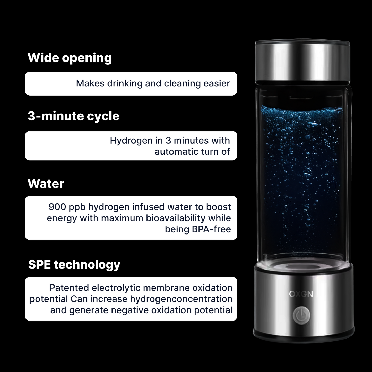 OXGN™ Hydrogen Water Bottle Generator